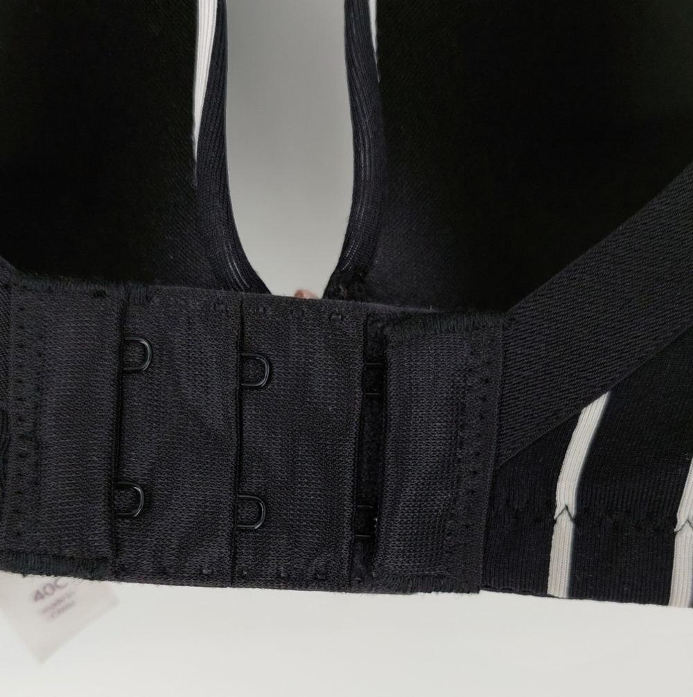Cacique Boost Plunge Cleavage Solution Black White Stripe Bra, 40C - Picture 3 of 13